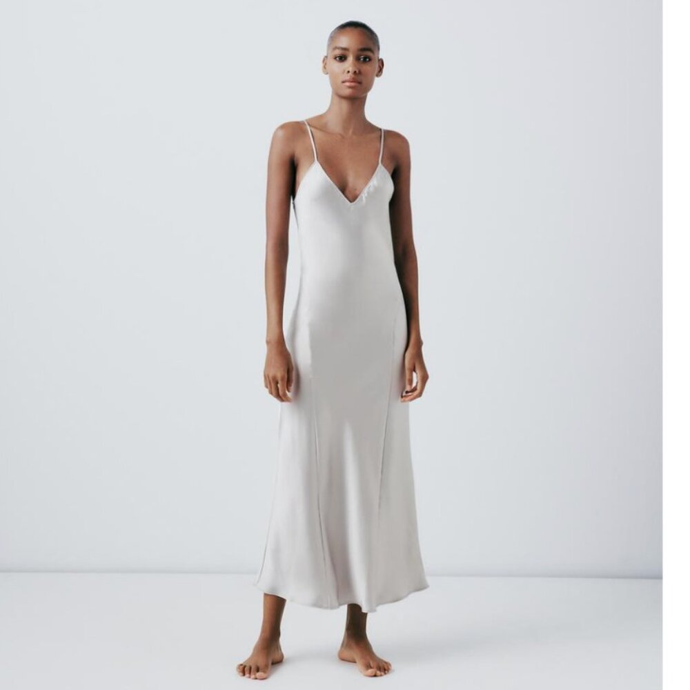 OPEN BACK SATIN EFFECT SLIP DRESS